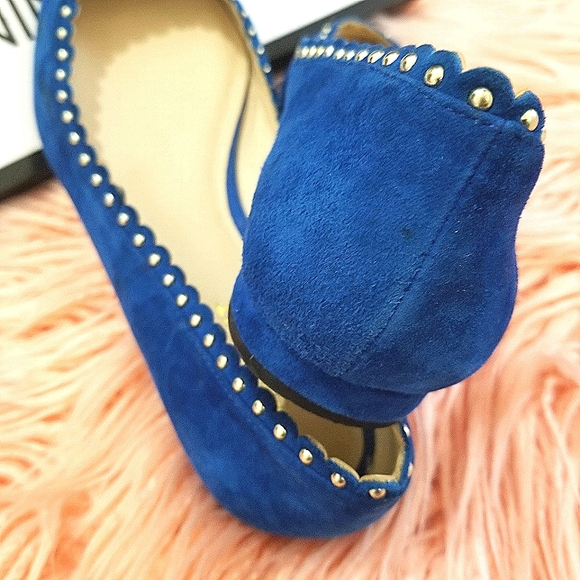 NINE WEST Women's Omlit Blue Suede Ballet Flats - Picture 6 of 9